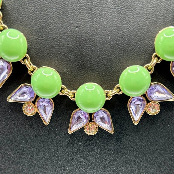 J Crew Lotus Design Rhinestone Necklace - Picture 2 of 4